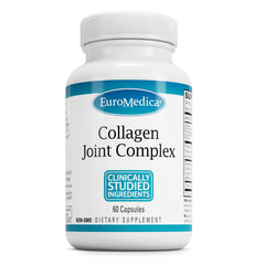 EuroMedica Collagen Joint Complex bottle with capsules supports joint flexibility.