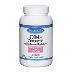 EuroMedica DIM Curcumin bottle with label showing BCM-95 for healthy metabolism
