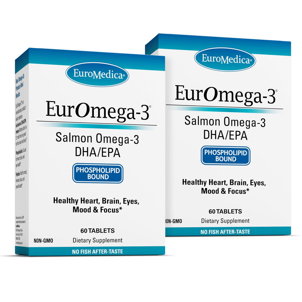 EuroMedica EurOmega-3 bottle with phospholipid DHA and EPA for potential brain support.