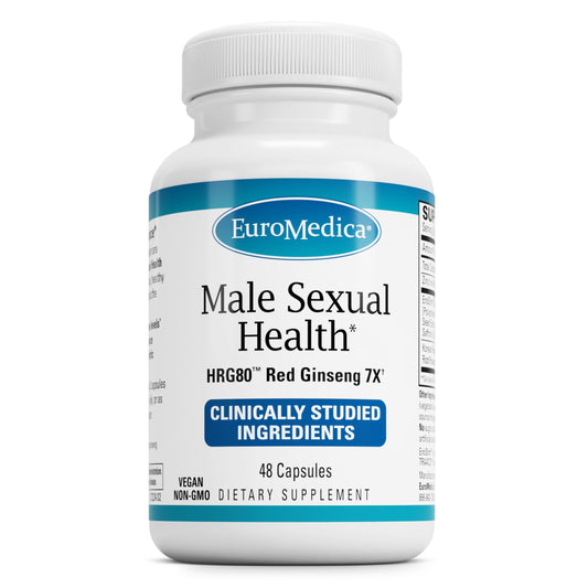 EuroMedica Male Health bottle with capsules for daily energy support.