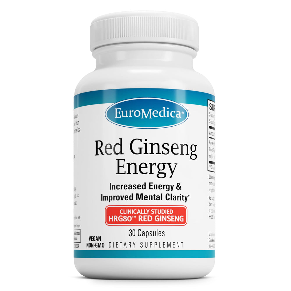 EuroMedica Red Ginseng Energy bottle-front image highlighting daily focus support