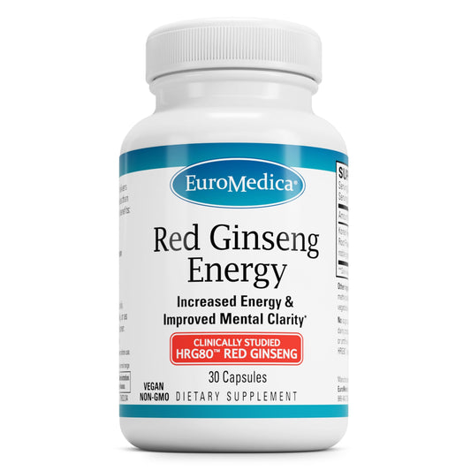 EuroMedica Red Ginseng Energy bottle-front image highlighting daily focus support