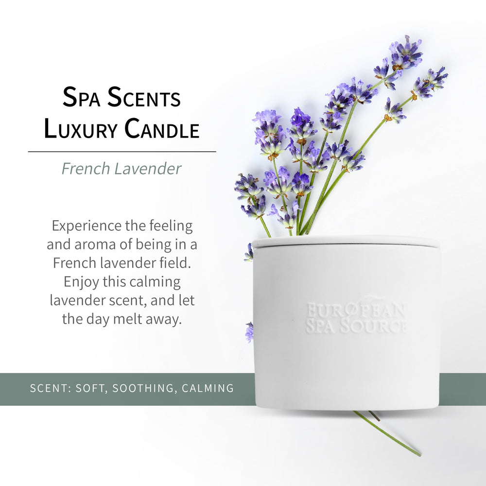 European Spa Source French Lavender candle wax close-up showing soy blend and clean burn.