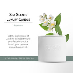 European Spa Source Jasmine Luxury Candle lit glow creating a calming home spa vibe