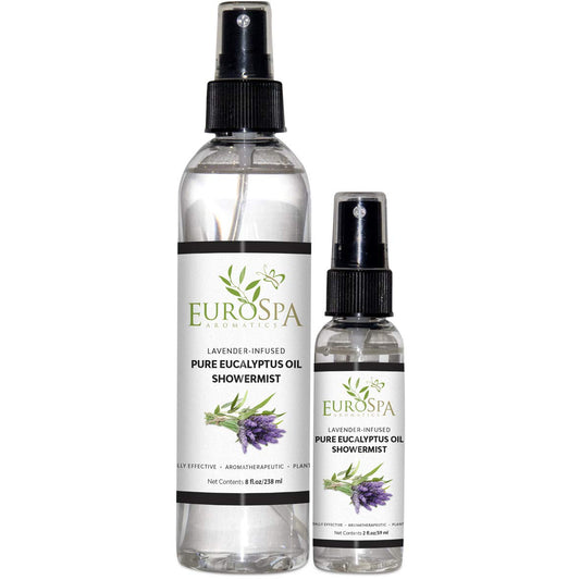 EuroSpa Aromatics eucalyptus shower mist 8oz bottle front for a refreshing aroma