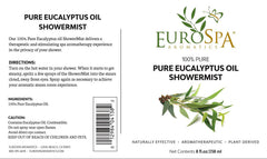 Shower shelf with EuroSpa Aromatics eucalyptus oil ready for use.