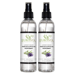EuroSpa Aromatics pure eucalyptus showermist bottle pour for refreshing aromatherapy.
