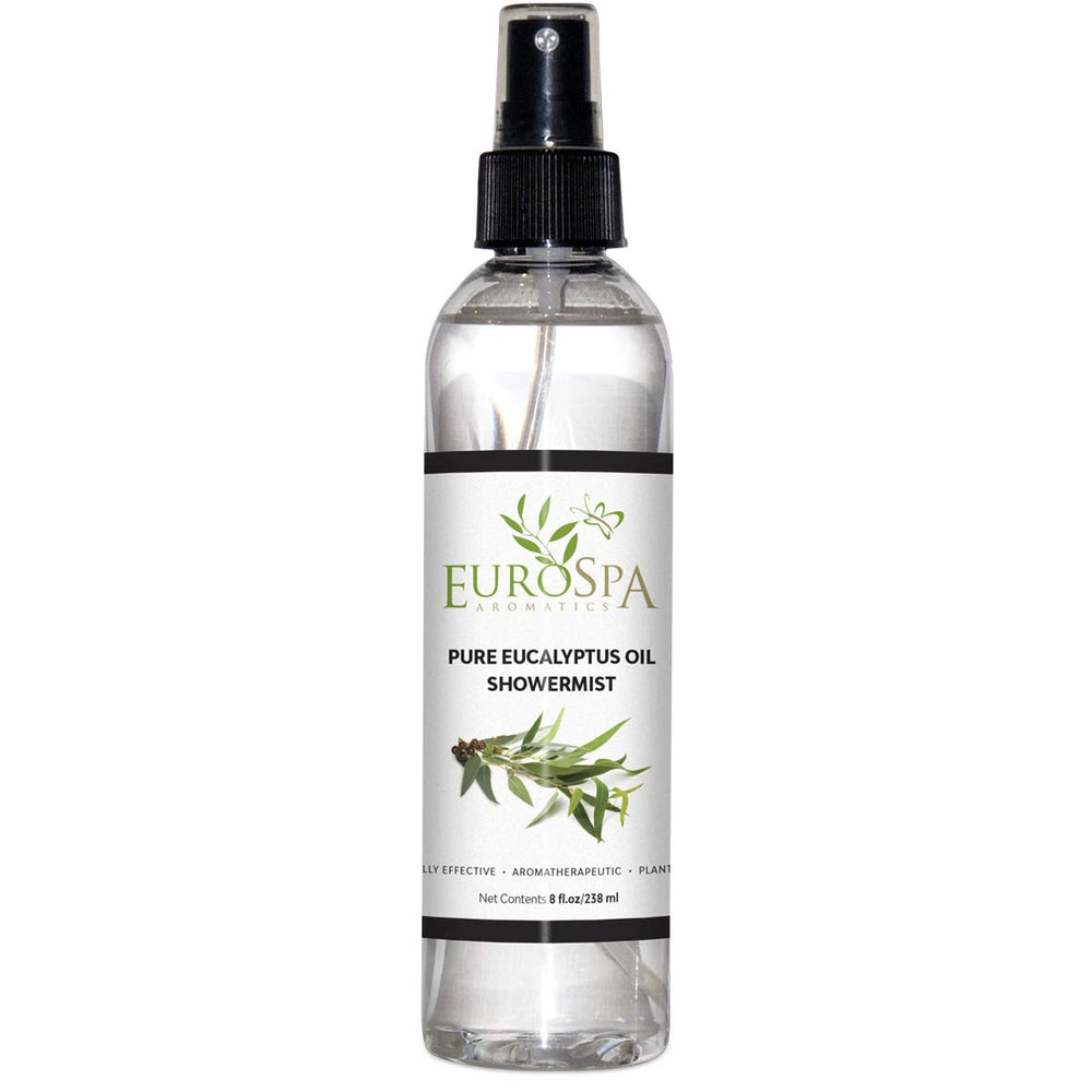 EuroSpa Aromatics Pure Eucalyptus Oil ShowerMist bottle for refreshing at-home spa aroma.