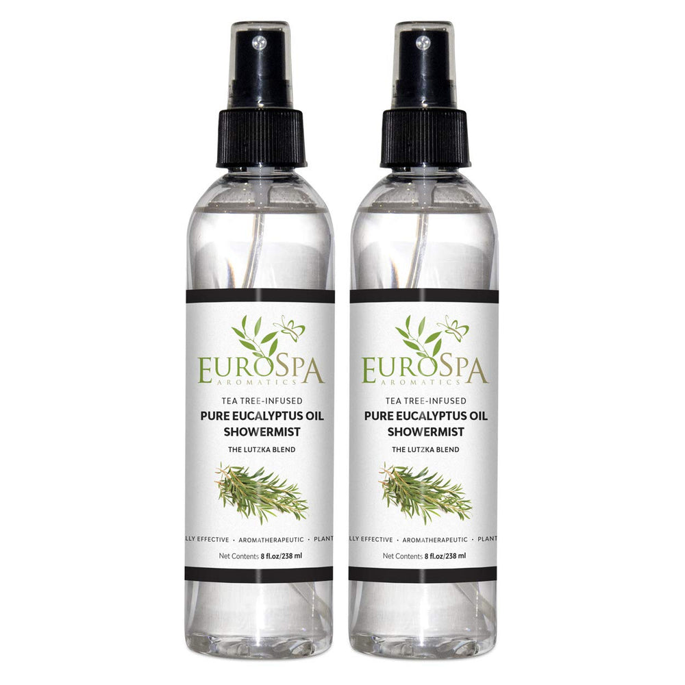 EuroSpa Aromatics pure eucalyptus oil showermist bottle for spa-at-home rituals.