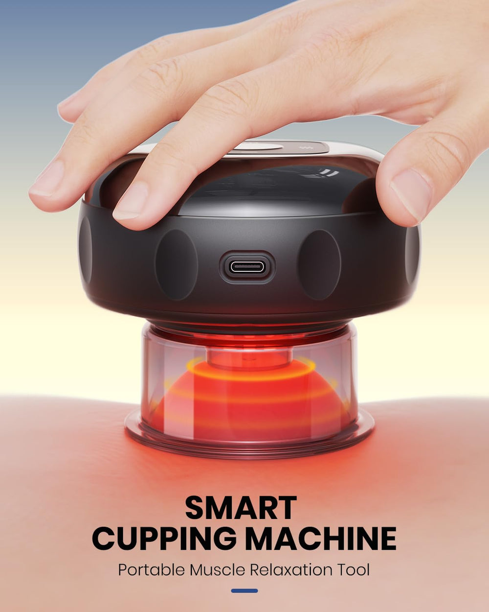 EURPMASK cupping device on back and shoulder to ease stiffness