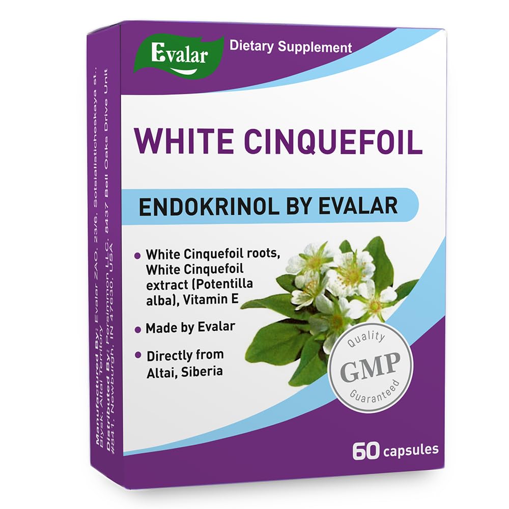 Evalar White Cinquefoil bottle with Endokrinol for gentle daily support.
