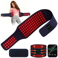 EVATEALE belt front view showing dual-zone red light therapy for torso