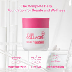 Ever Collagen Time bottle on wooden surface, suitable for daily skincare routine.