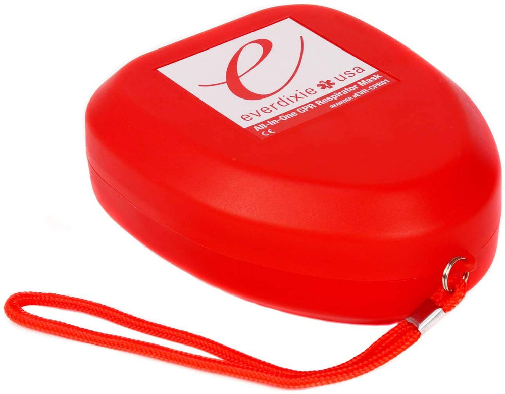 Ever Ready First Aid CPR Rescue Mask includes nitrile gloves and alcohol pads for immediate use.