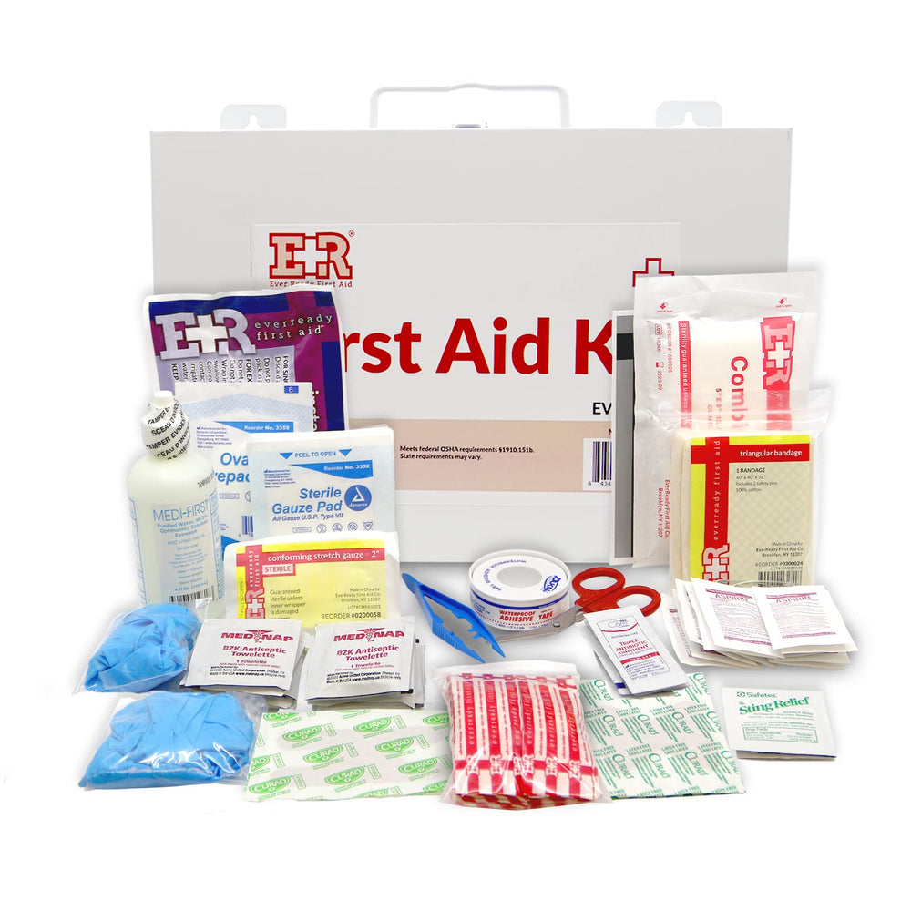 Ever Ready First Aid kit wall-mount tabs enable secure, accessible storage.