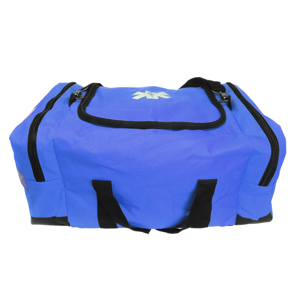 Ever Ready First Aid large EMT bag navy side compartments keep supplies organized.