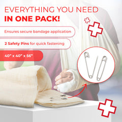 Ever Ready First Aid bandage with safety pins, enabling fast secure application.