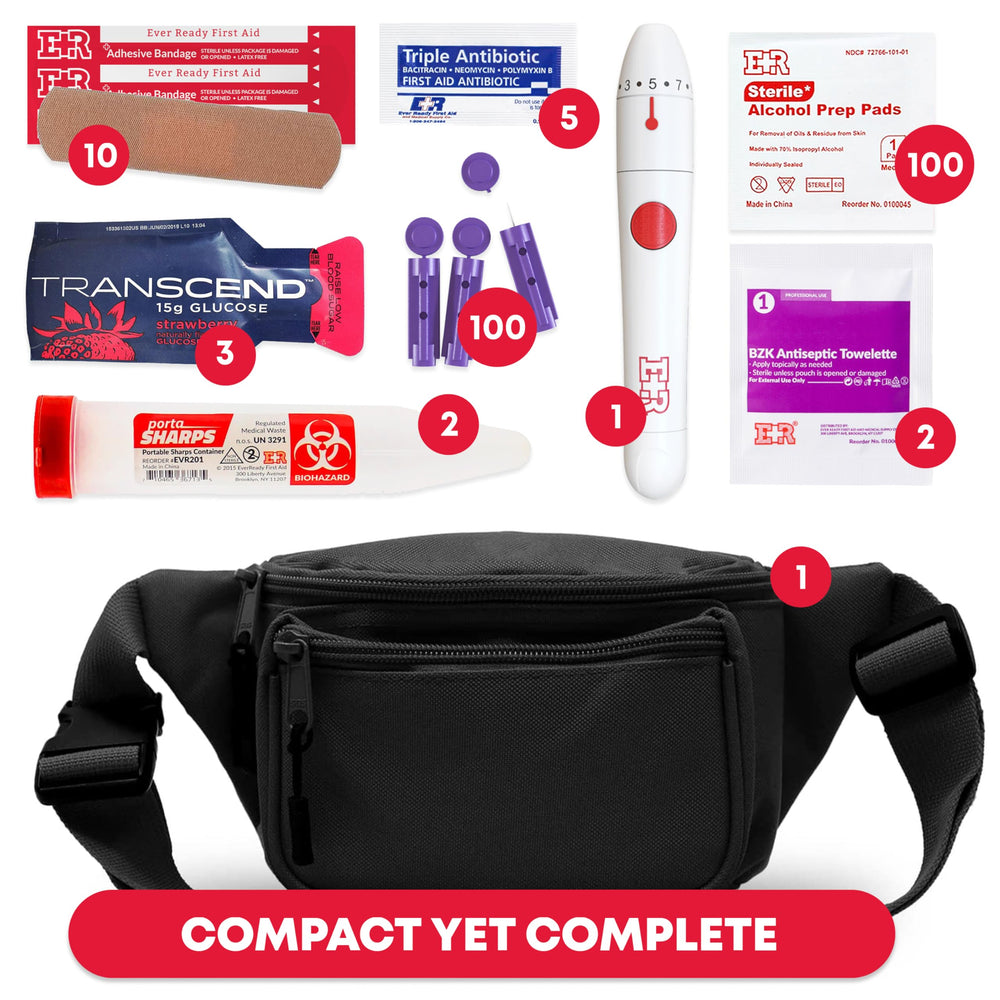 Ever Ready lancing device compact for on-the-go blood sampling.