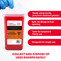 Locking mechanism provides tamper-resistant safety in the Ever Ready sharps container.