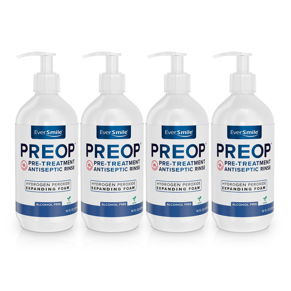 EverSmile PreOp foaming rinse bottle demonstrates deep clean in seconds.
