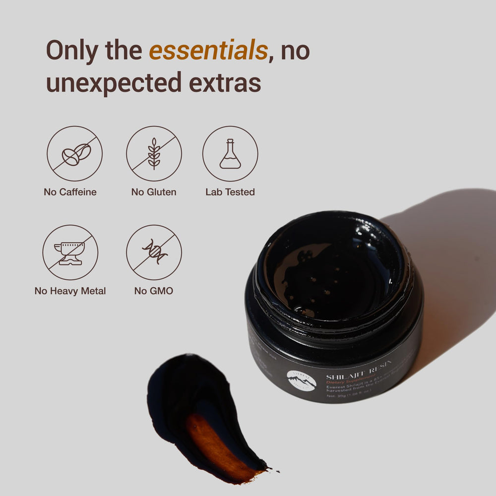 Everest Shilajit Resin Nepal-origin resin in alpine setting emphasizing purity