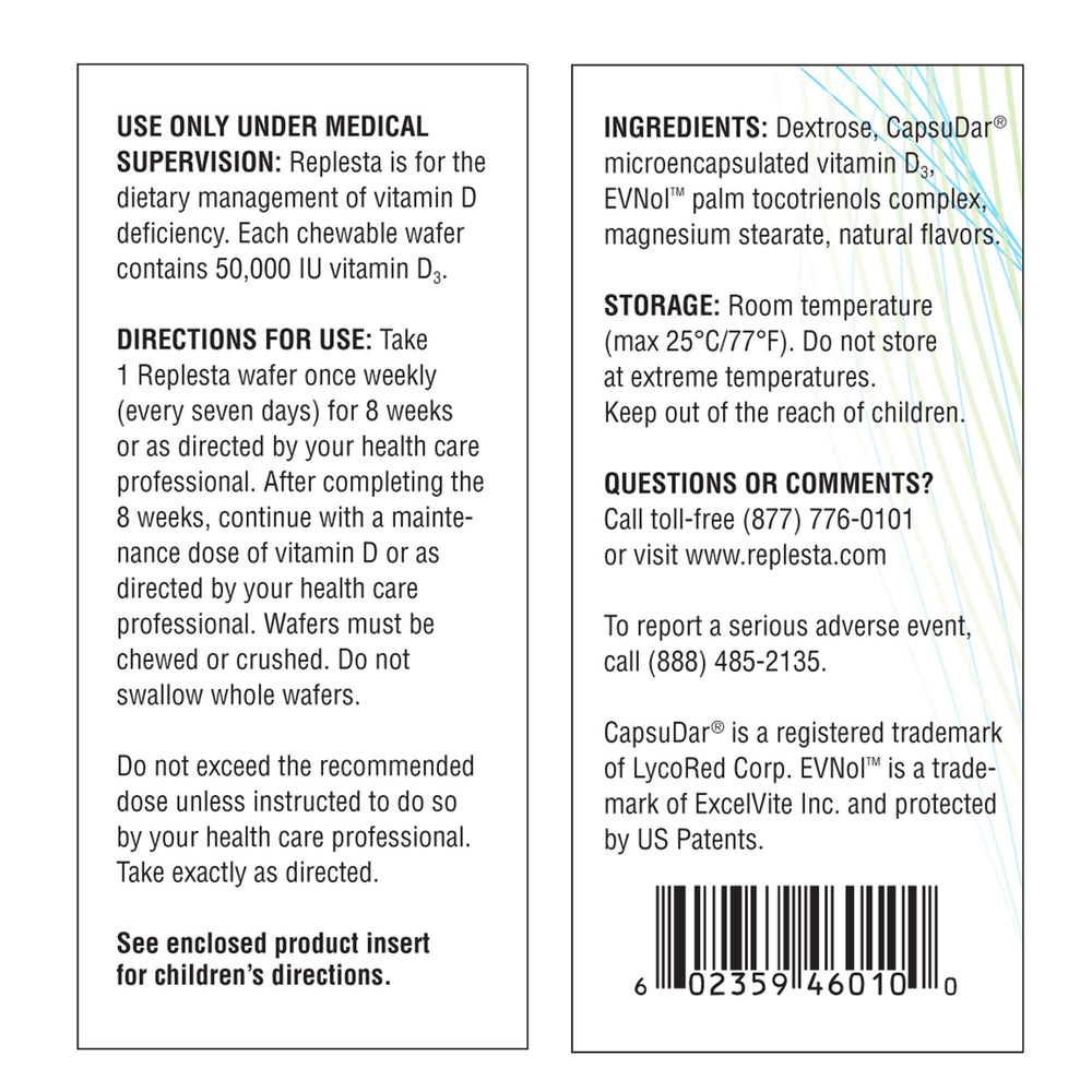 Everidis Replesta bottle label — clear branding and dosage information