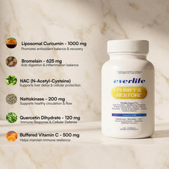 Everlife detox ingredients illustration showing natural compounds for detox support.