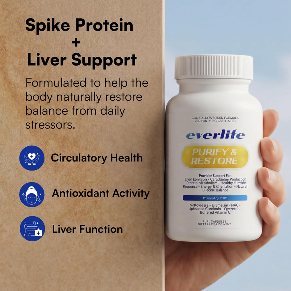 Everlife liposomal curcumin and NAC capsules highlighting antioxidant delivery.