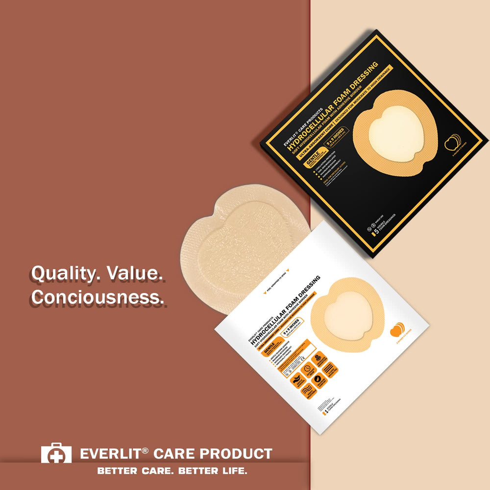 Everlit Sacrum Foam Dressing provides cushioned protection around the wound.