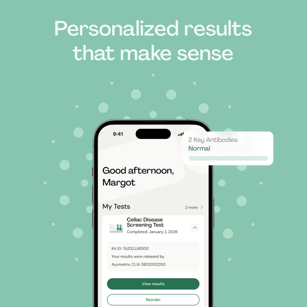 Digital results dashboard for Everlywell celiac test for quick review
