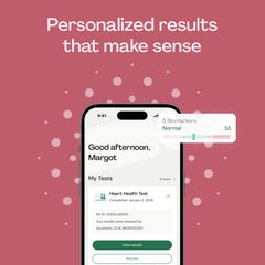 Everlywell digital results dashboard with clear heart health trends.