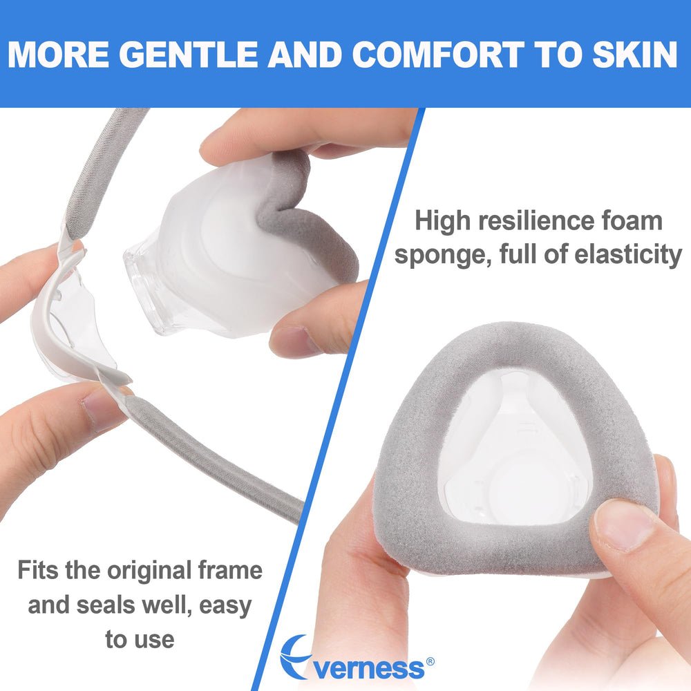 Everness AirTouch N20 memory foam cover detail highlights full-nose comfort.