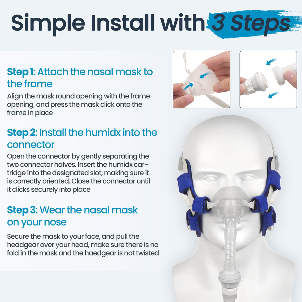 Everness durable frame system keeps the nasal mask secure throughout the night