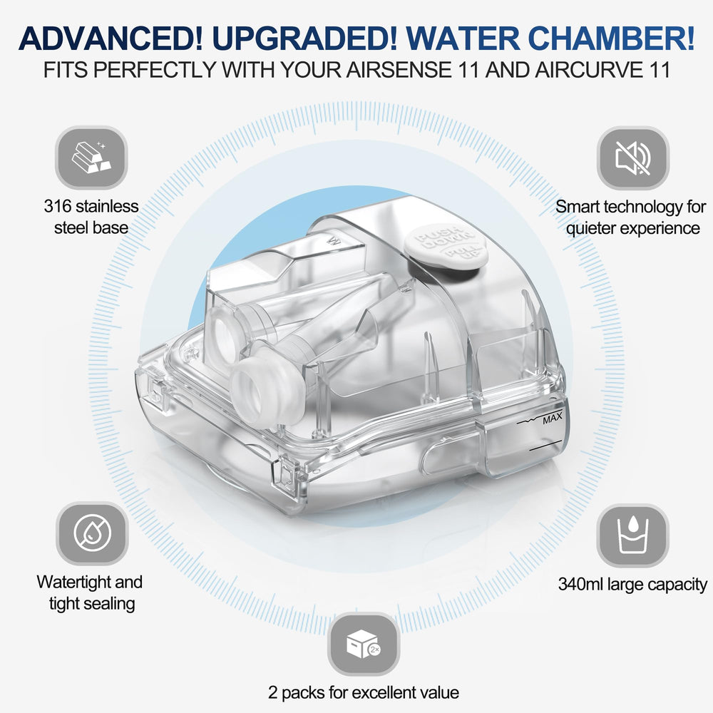 Everness water chamber for Airsense 11 and Aircurve 11 leak-free seal ensures watertight performance.