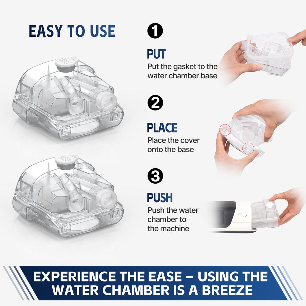 Everness water chamber optimized airflow channel directs moisture for quieter therapy.