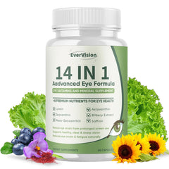 EverVision 14-in-1 eye formula bottle close-up for daily eye comfort.