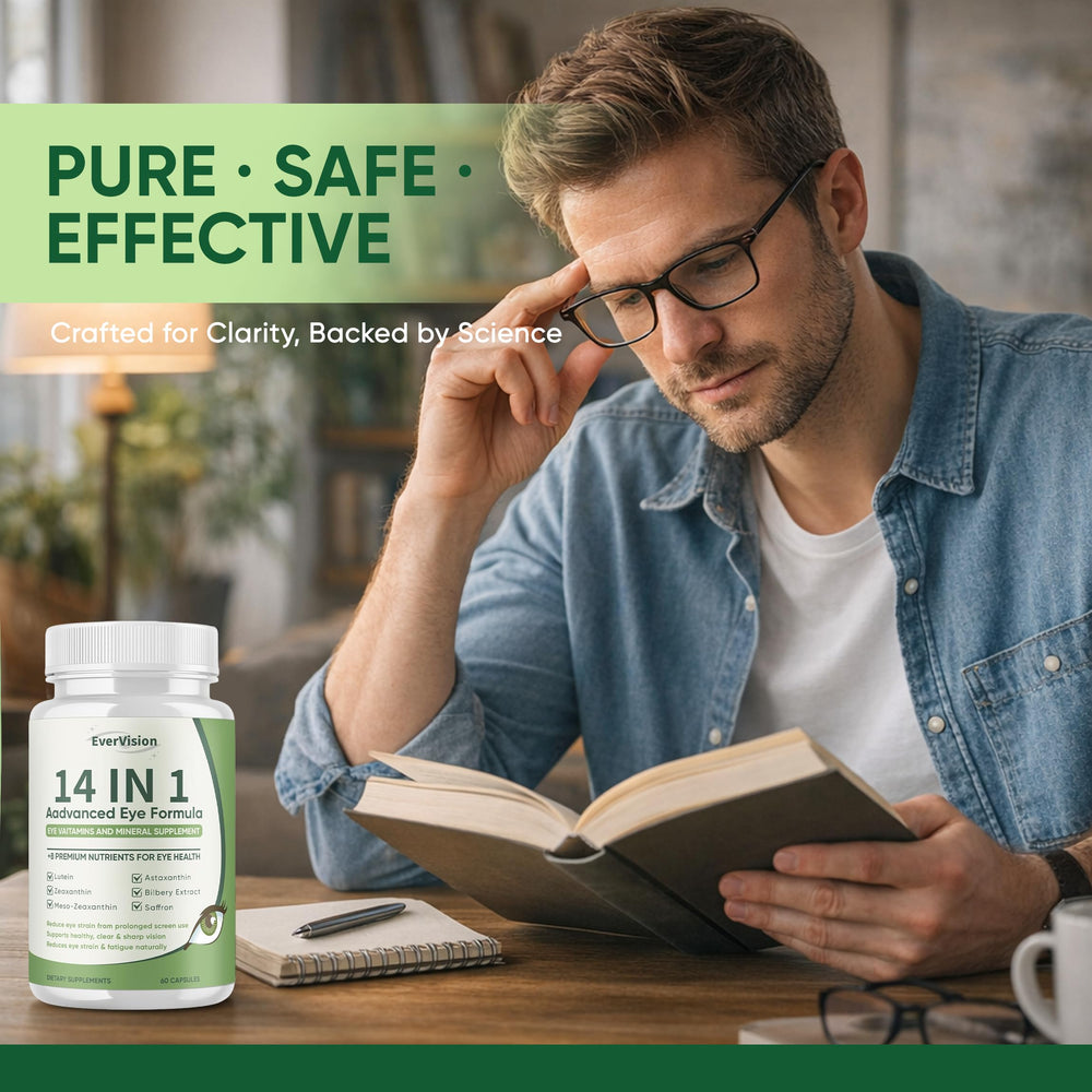 EVERVISION 14-in-1 eye formula on clean shelf, ready to support eye wellness.