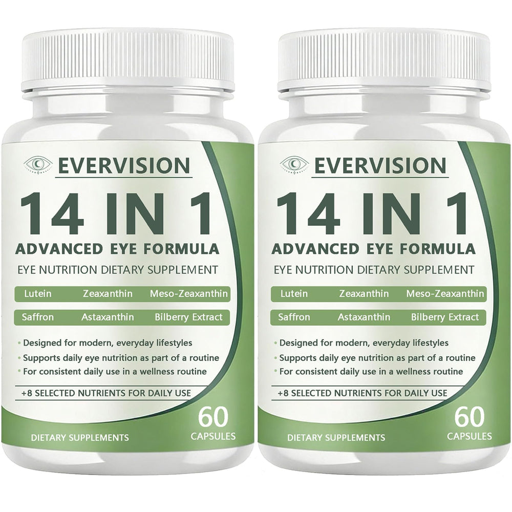 Evervision14 bottle-front shows 14-in-1 eye formula for daily support.