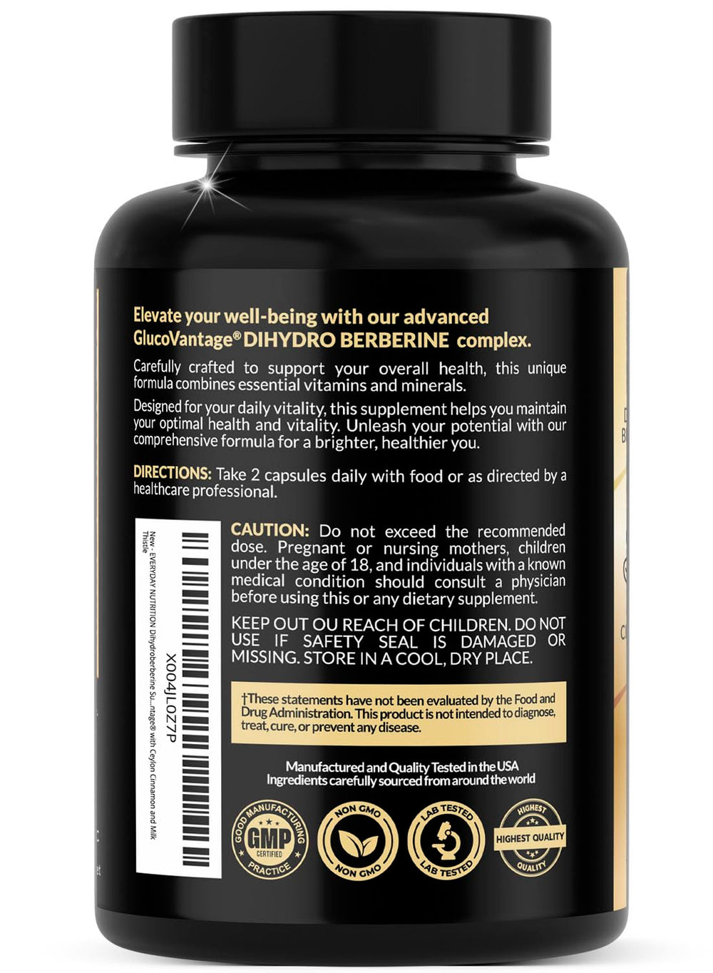 Everyday Nutrition Ceylon Cinnamon label emphasizing premium extract