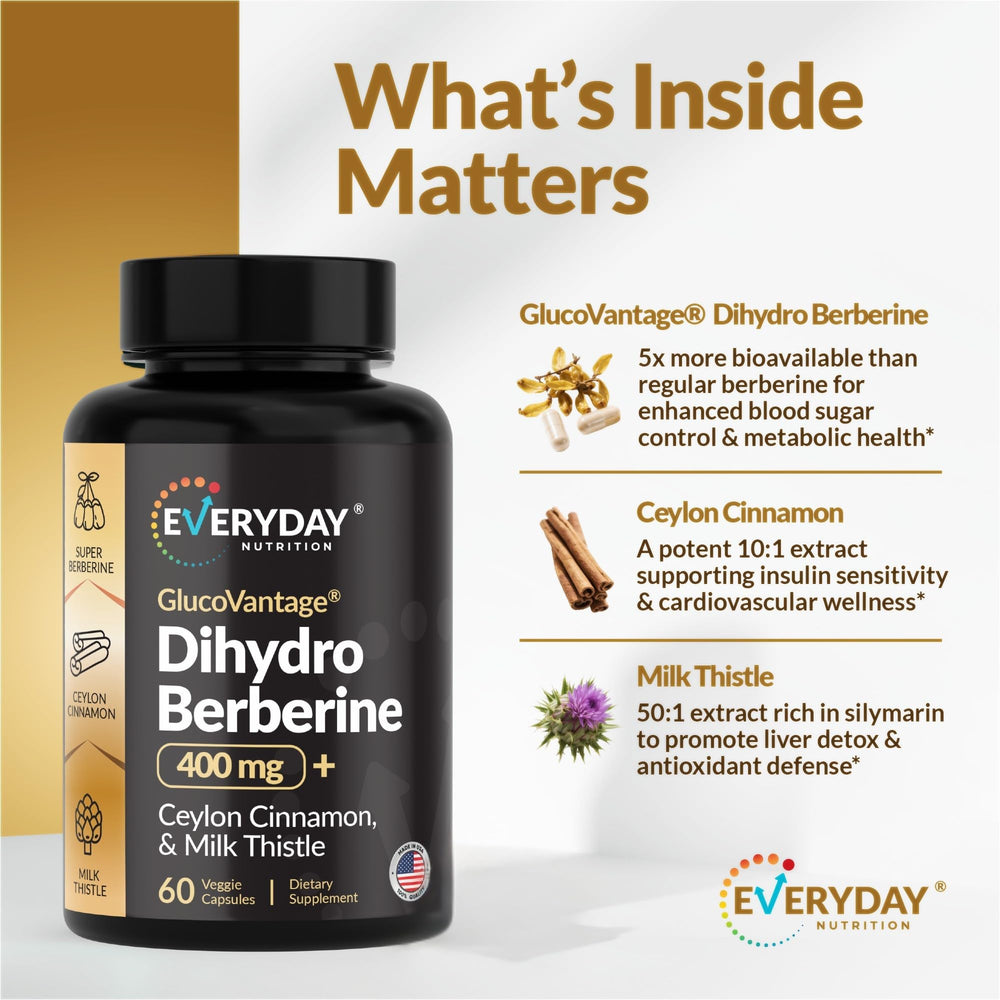 Everyday Nutrition GlucoVantage capsules pour demonstrates convenient daily dosing