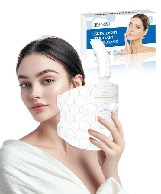 EVFOFO 7-color LED face mask worn on the face for at-home skin rejuvenation