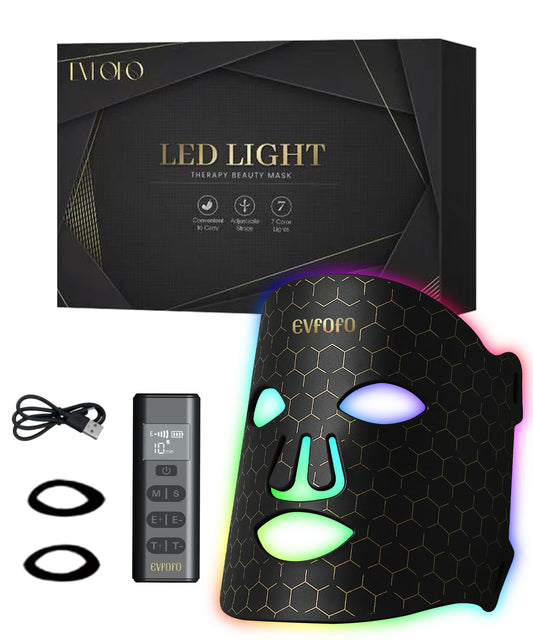 EVFOFO 7-Mode Red Light Mask with remote for convenient at-home sessions.