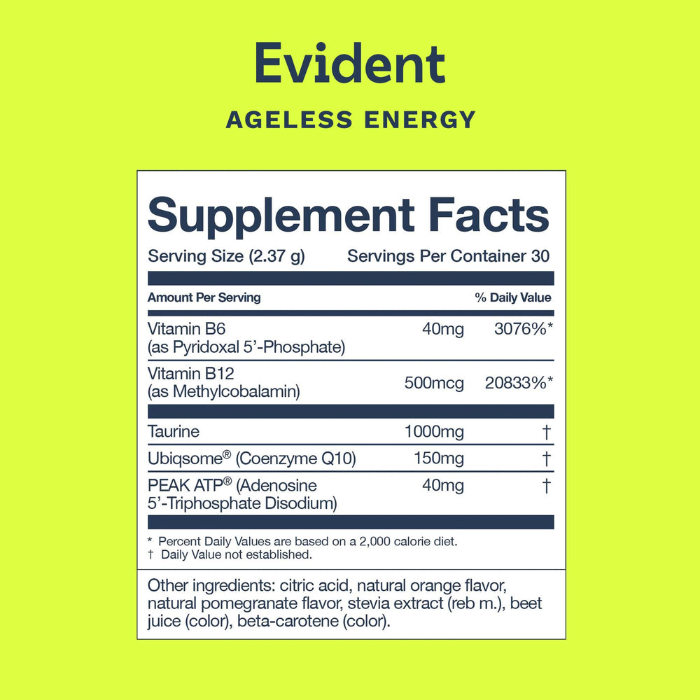 EVIDENT WELLNESS Ageless Energy Peak ATP visual indicating muscular support.