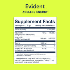 EVIDENT WELLNESS Ageless Energy Peak ATP visual indicating muscular support.