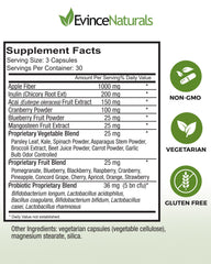 Label close-up of EvinceNaturals probiotic highlighting 5 billion CFU