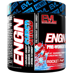 EVL ENGN Shred packaging displayed for on-the-go routines.