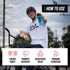 Mixed pink drink of EVL BCAAs during workout for hydration and focus.