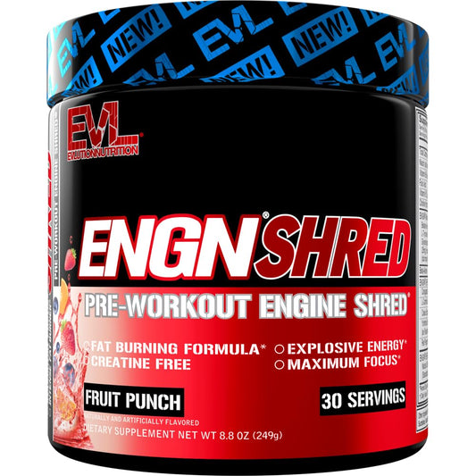 EVL Ultimate Pre Workout tub front showing lasting energy for workouts.