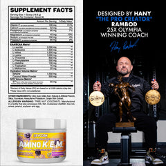 Evogen Amino K.E.M. label view highlights full amino blend