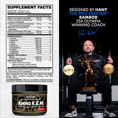 Evogen Amino K.E.M. scoop-dispense offers convenient pre-workout fueling.